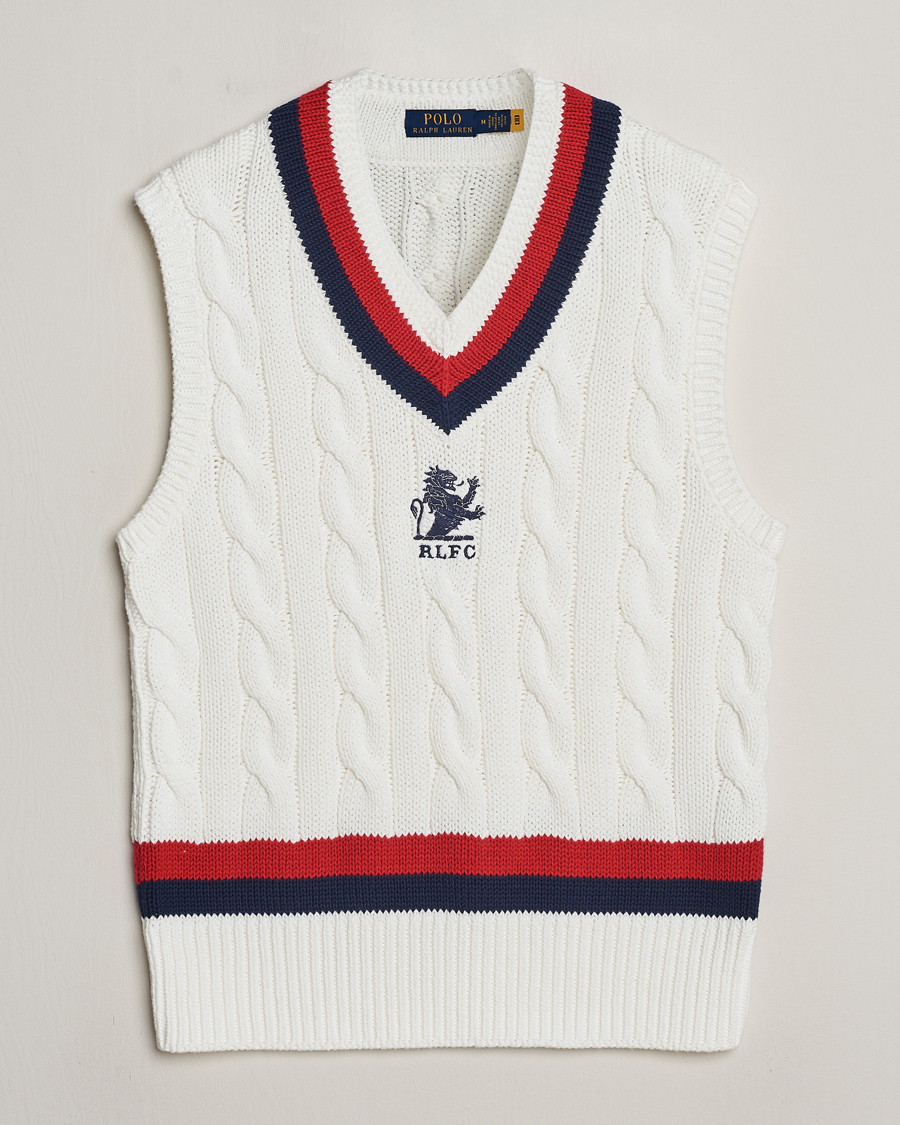 Herre | Trøjer | Polo Ralph Lauren | Cotton Knitted Cricket Vest Deckwash White