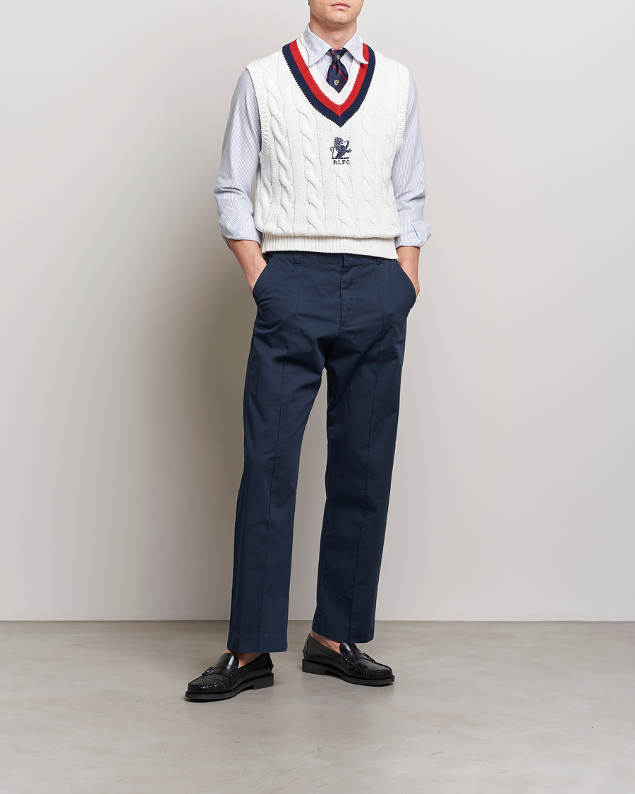 Herre | Trøjer | Polo Ralph Lauren | Cotton Knitted Cricket Vest Deckwash White