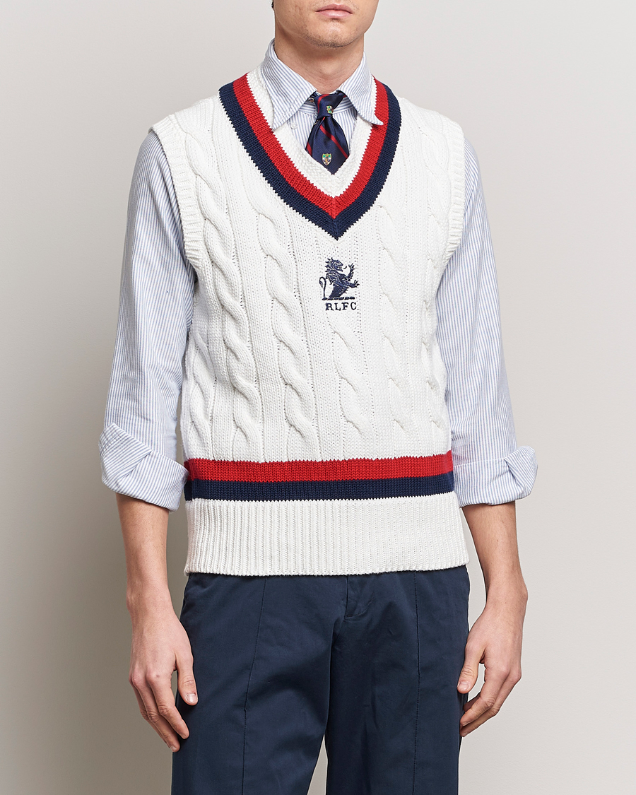 Herre | Loyalitetstilbud | Polo Ralph Lauren | Cotton Knitted Cricket Vest Deckwash White