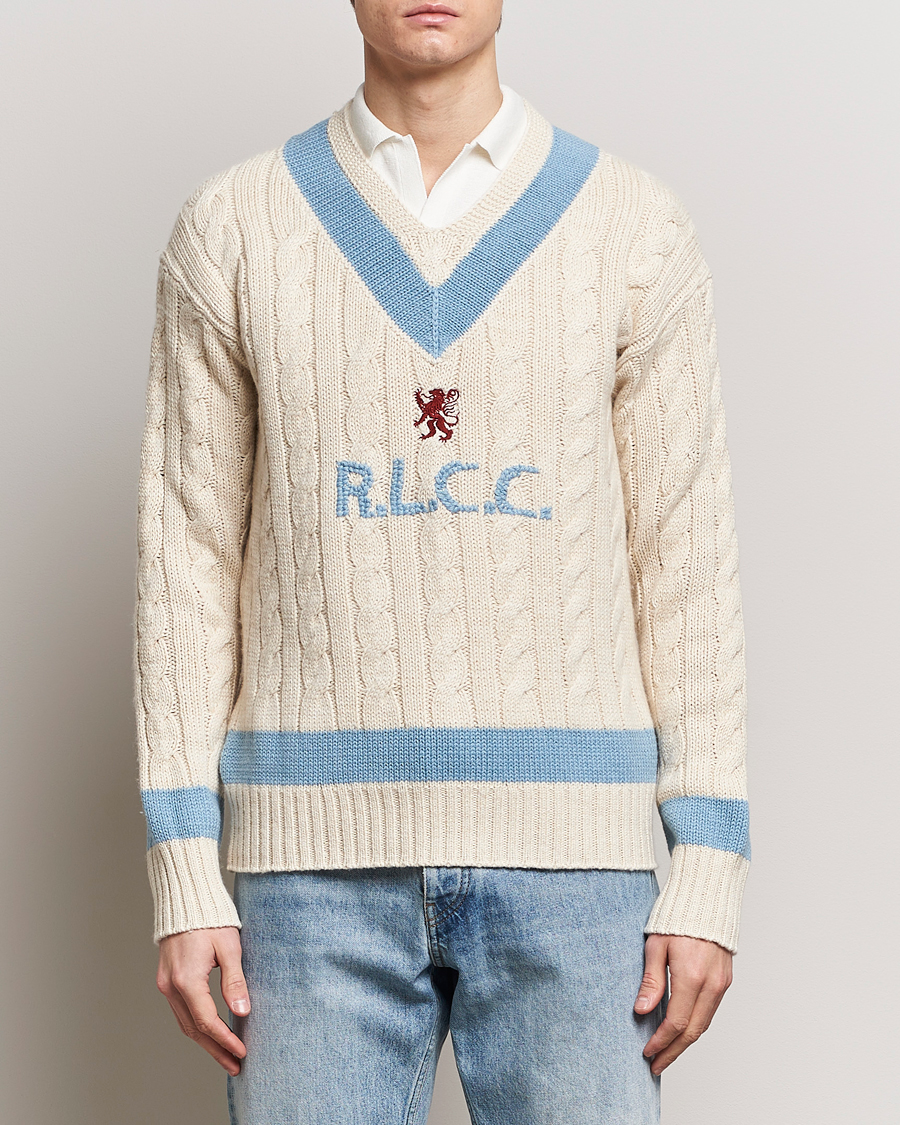 Herre | Udsalg tøj | Polo Ralph Lauren | Cotton/Cashmere Cricket Knitted Sweater Parchment Cream