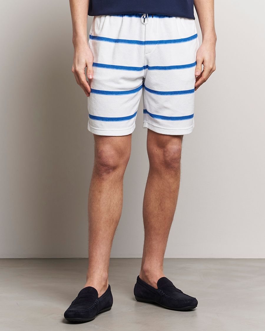 Herre | Drawstringshorts | Polo Ralph Lauren | Cotton Terry Striped Drawstring Shorts Blue/White