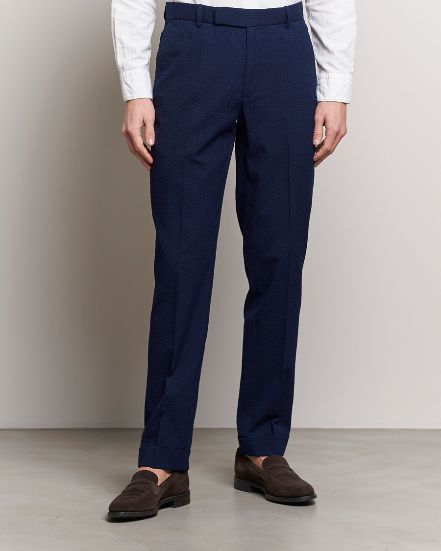 Herr | Uddabyxor | Polo Ralph Lauren | Pleated Seersucker Trousers Indigo