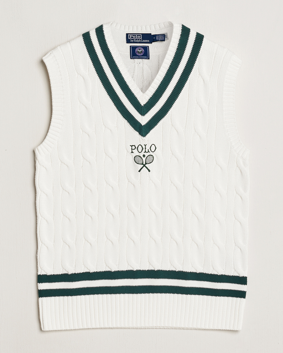 Herre | Trøjer | Polo Ralph Lauren | Wimbledon Cricket Vest White/Moss Agate