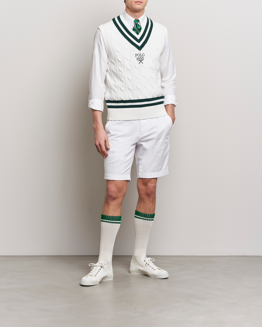 Herre | Trøjer | Polo Ralph Lauren | Wimbledon Cricket Vest White/Moss Agate