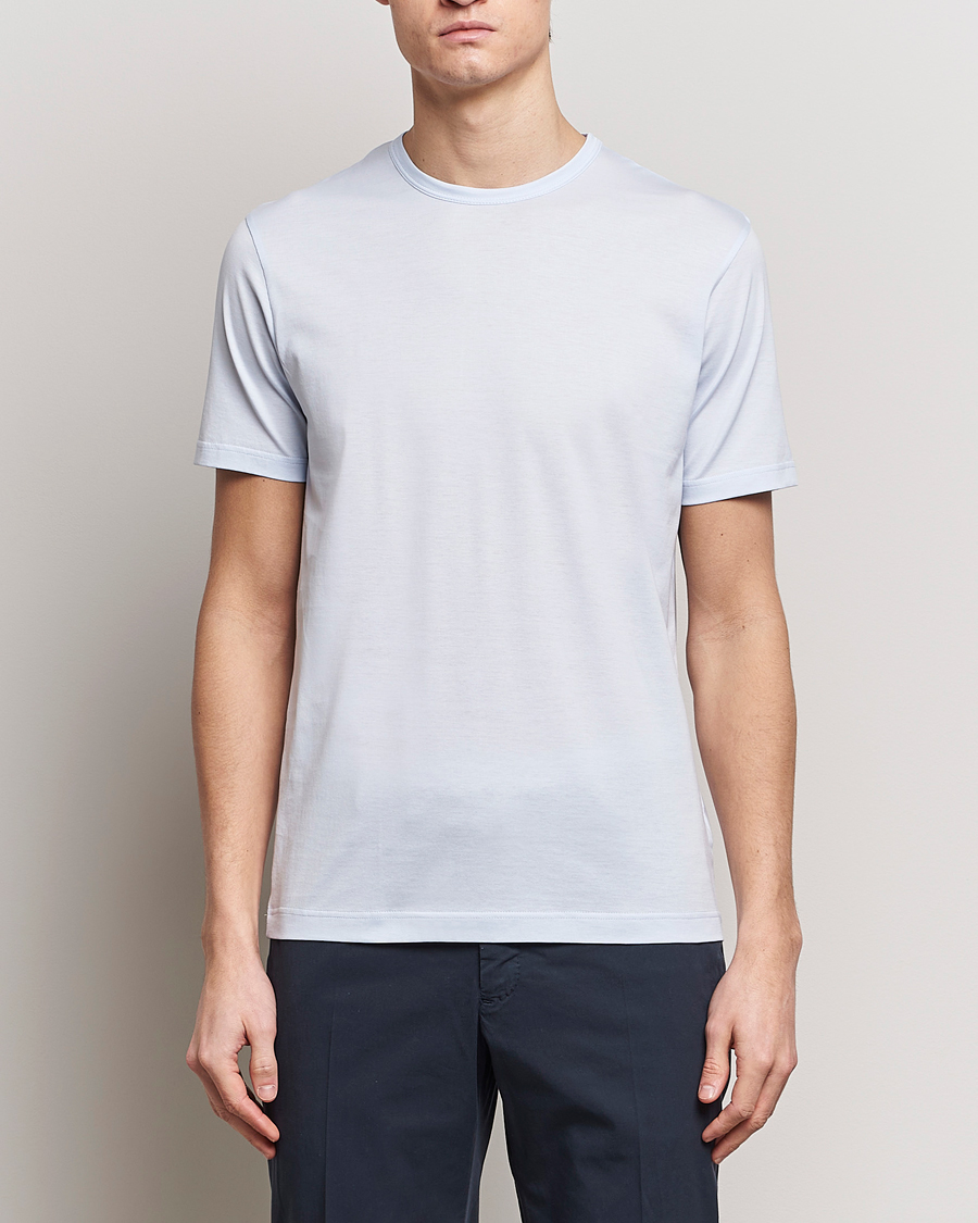 Herre | Kortærmede t-shirts | Sunspel | Crew Neck Cotton Tee Light Blue