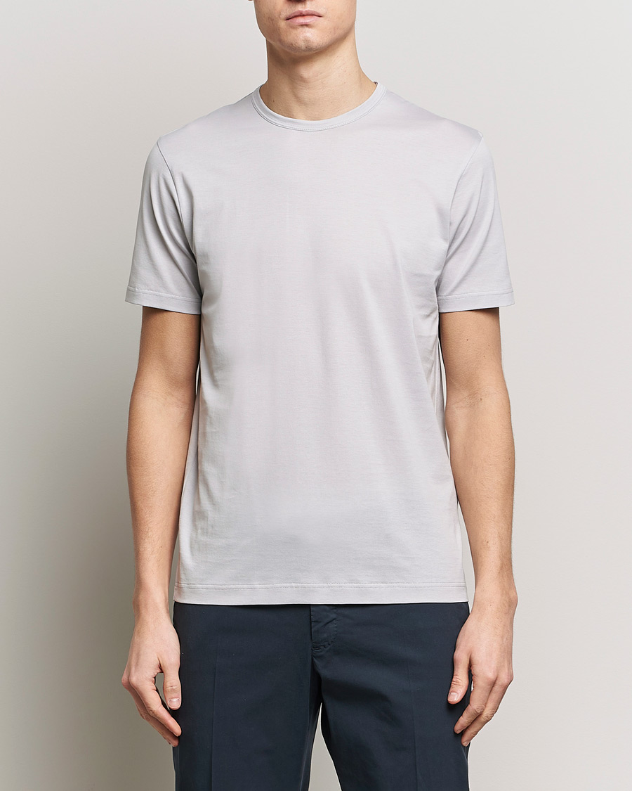 Herre | Kortærmede t-shirts | Sunspel | Crew Neck Cotton Tee Smoke