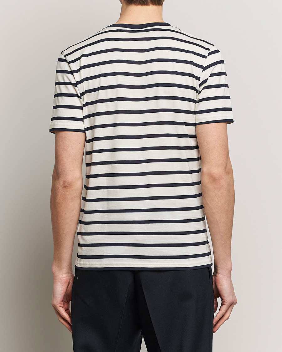 Herre | T-Shirts | Sunspel | Striped Crew Neck Cotton Tee Ecru/Navy