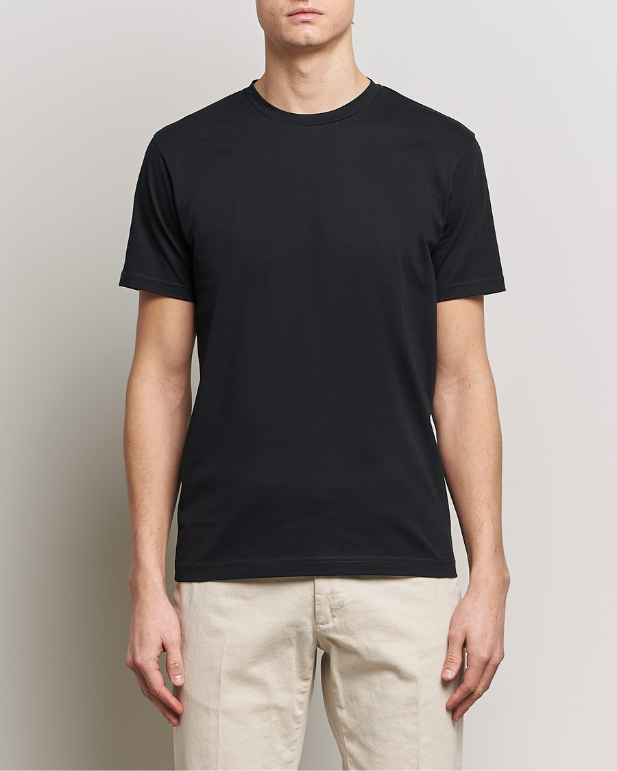 Herre | Kortærmede t-shirts | Sunspel | Riviera Midweight Tee Black