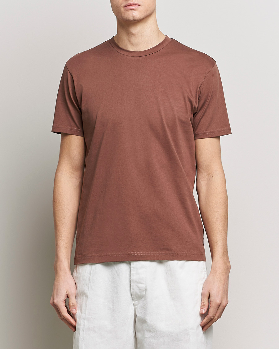 Herre | Kortærmede t-shirts | Sunspel | Riviera Midweight Tee Brown