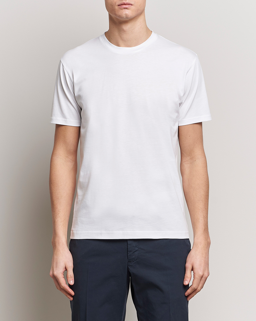 Herre | Kortærmede t-shirts | Sunspel | Riviera Midweight Tee White