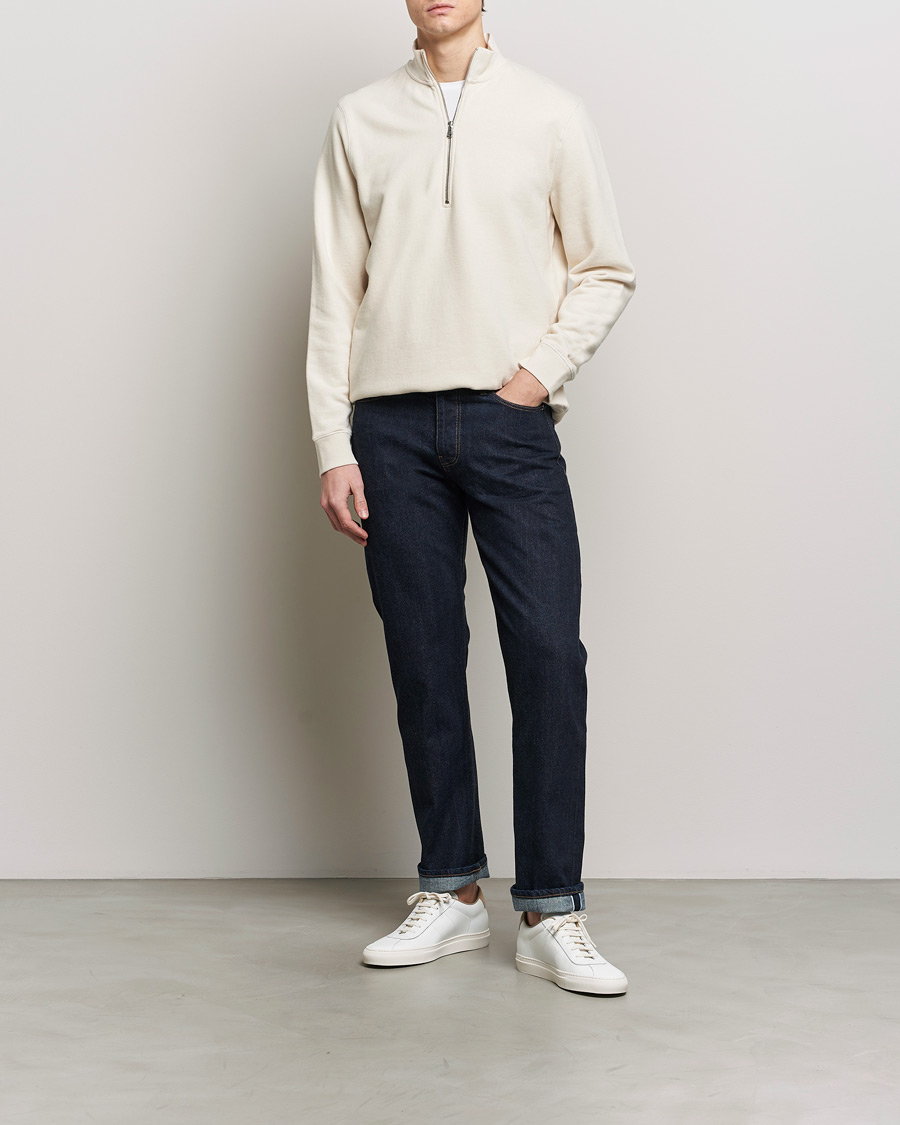 Herre | Trøjer | Sunspel | Loopback Half Zip Sweatshirt Undyed