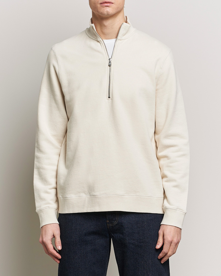 Herre | Trøjer | Sunspel | Loopback Half Zip Sweatshirt Undyed