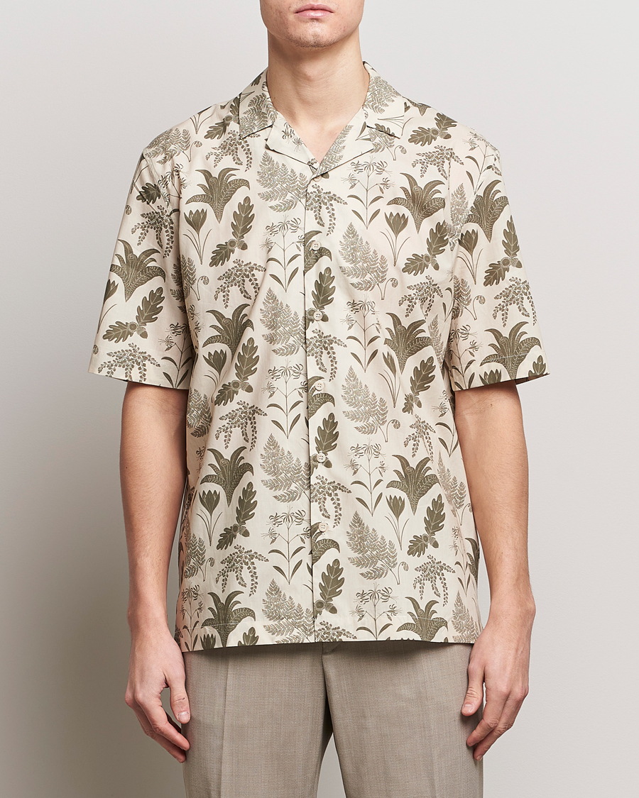 Herre | Skjorter | Sunspel | Katie Scott Short Sleeve Printed Resort Shirt Ecru