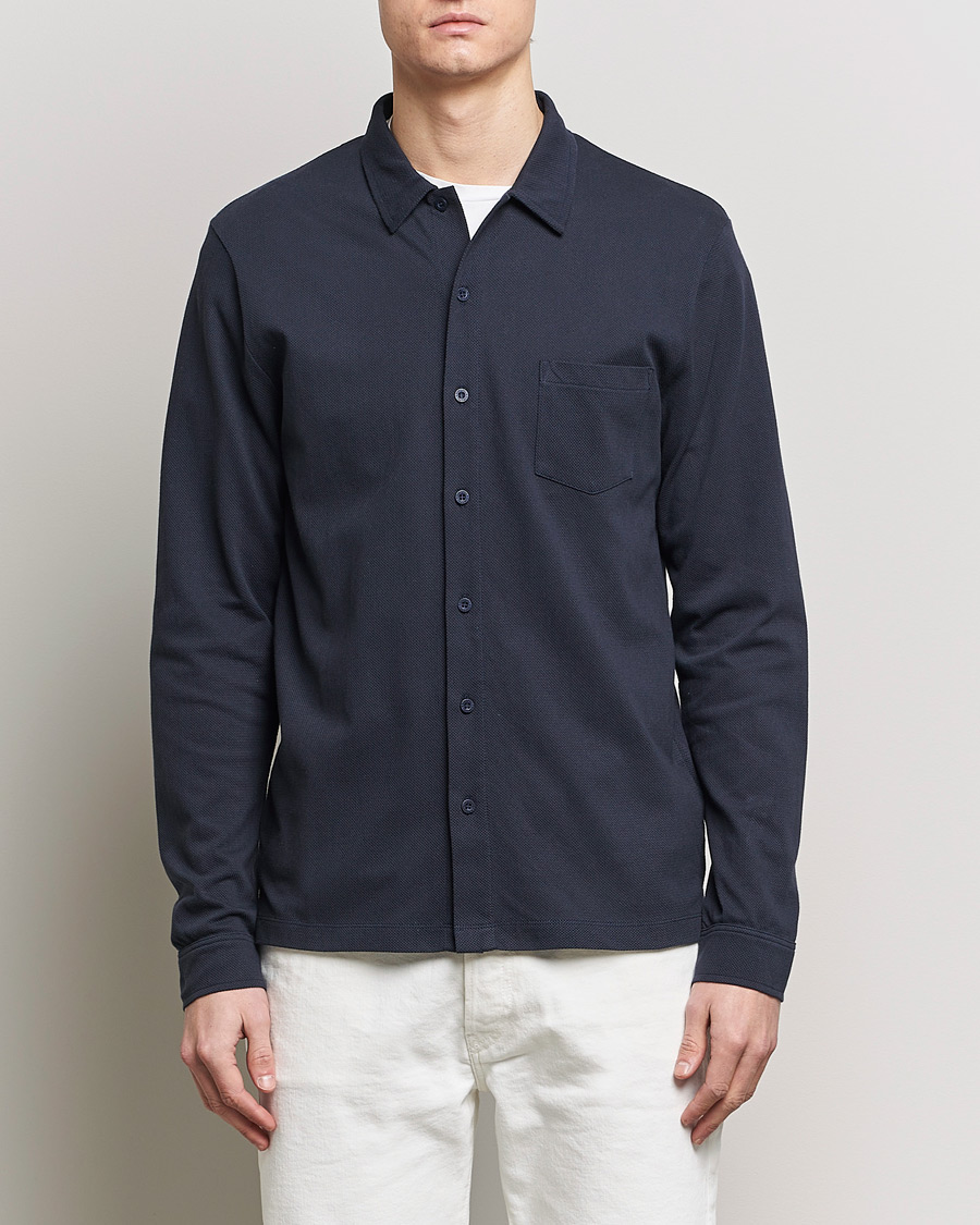 Herre | Tøj | Sunspel | Riviera Long Sleeve Shirt Navy