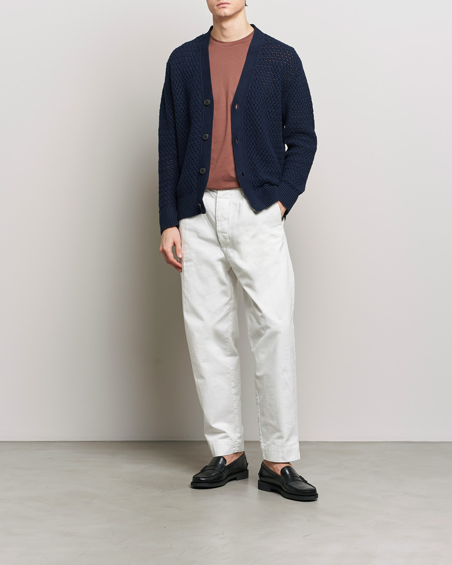 Herre | Trøjer | Sunspel | Chunky Knit Cotton Cardigan Navy