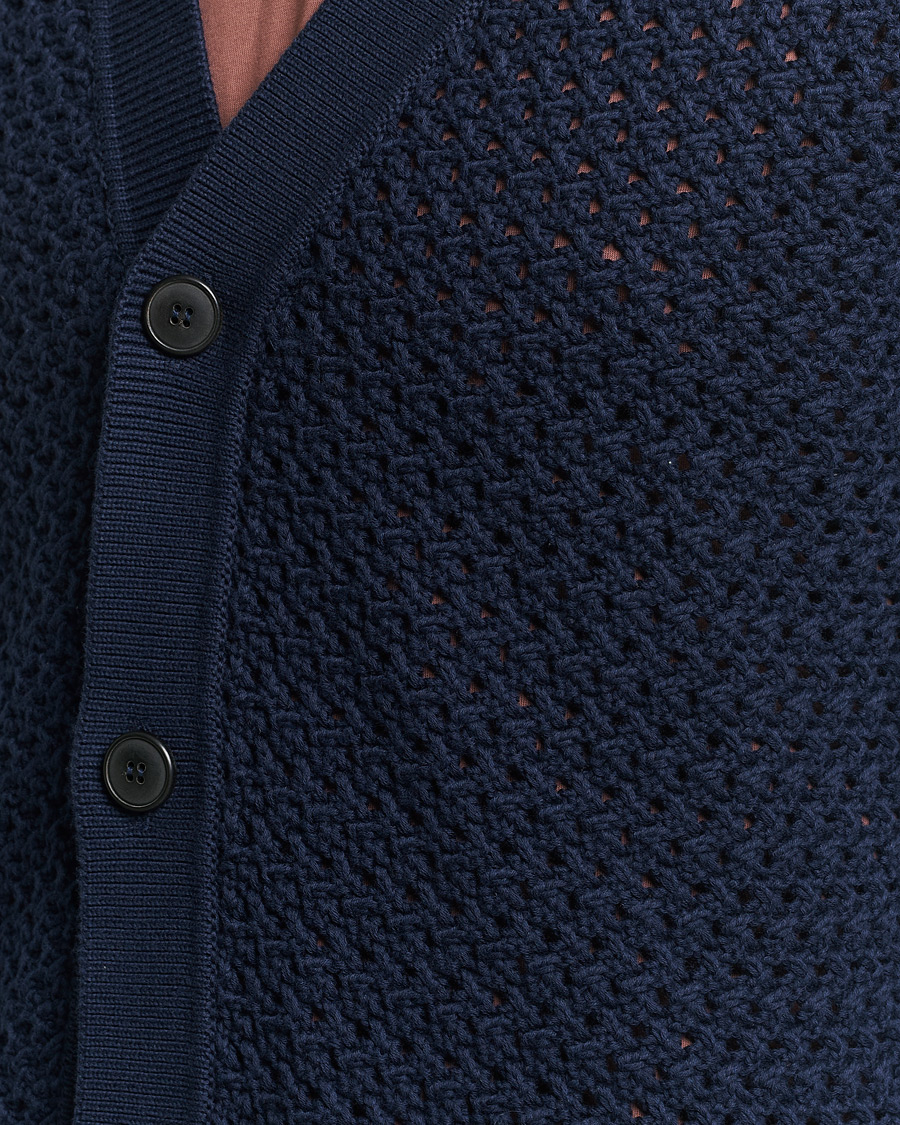 Herre | Trøjer | Sunspel | Chunky Knit Cotton Cardigan Navy