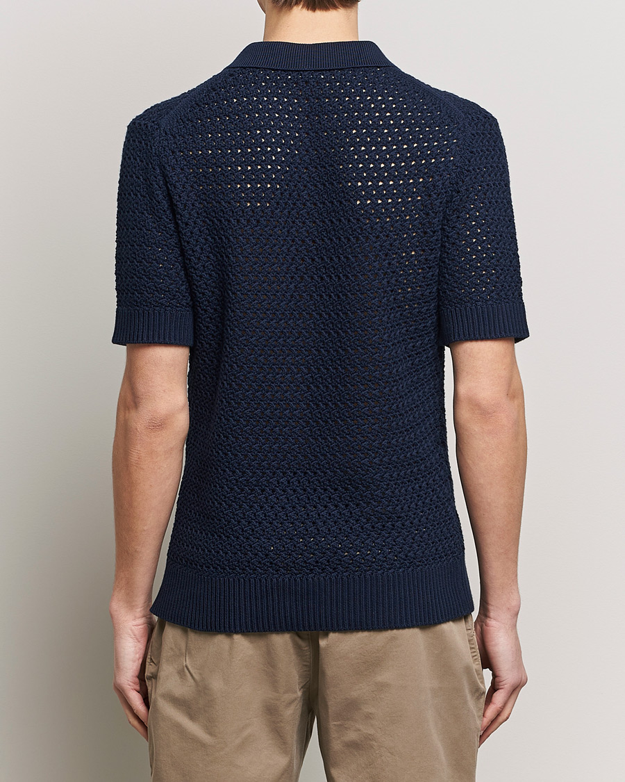 Herre | Trøjer | Sunspel | Chunky Knit Polo Navy