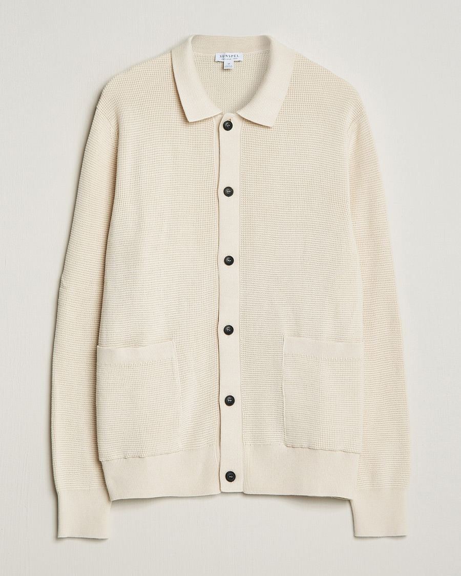 Herre | Trøjer | Sunspel | Waffle Stitch Jacket Ecru