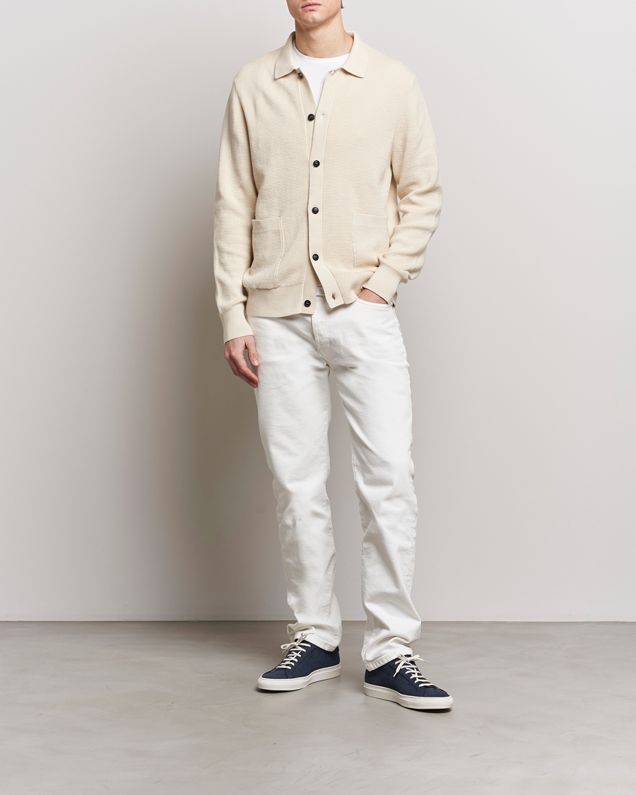 Herre | Trøjer | Sunspel | Waffle Stitch Jacket Ecru
