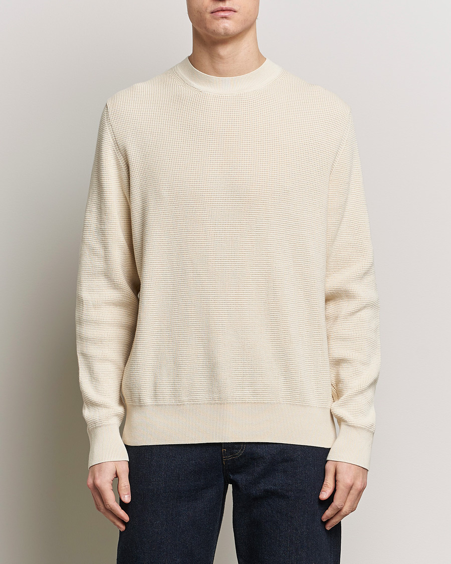 Herre | 20% udsalg | Sunspel | Waffle Stitch Crew Neck Ecru