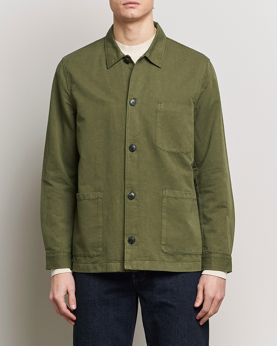 Herre | Overshirts | Sunspel | Twin Pocket Cotton/Linen Jacket Khaki