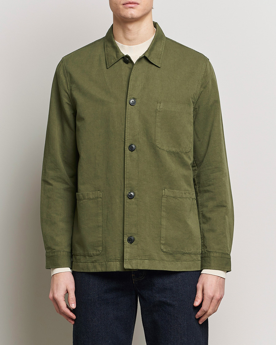 Herre | Casual | Sunspel | Twin Pocket Cotton/Linen Jacket Khaki