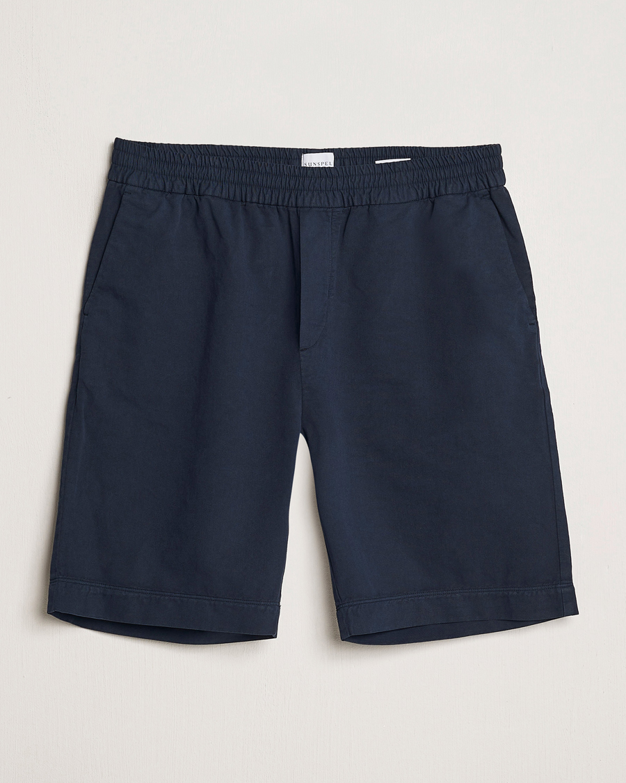 Herre | Shorts | Sunspel | Cotton/Linen Drawstring Shorts Navy