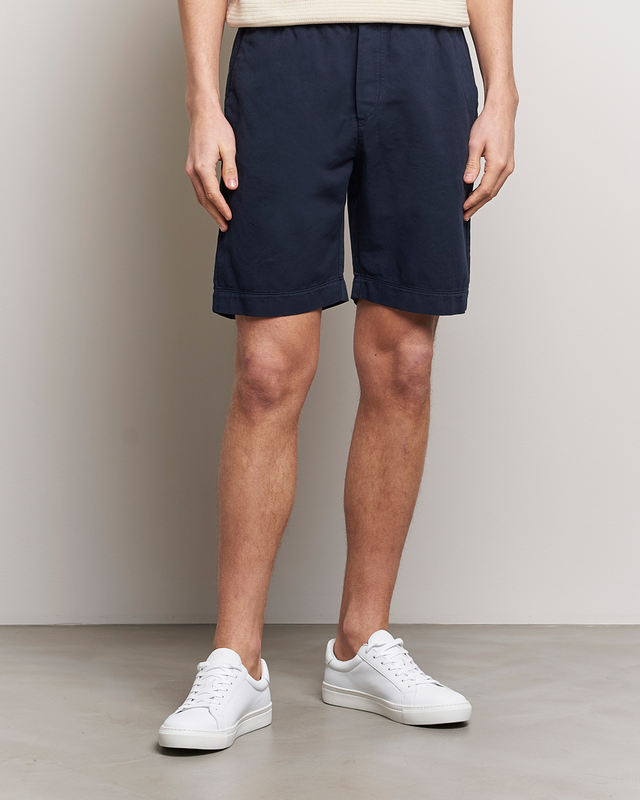 Herre | Sunspel | Sunspel | Cotton/Linen Drawstring Shorts Navy