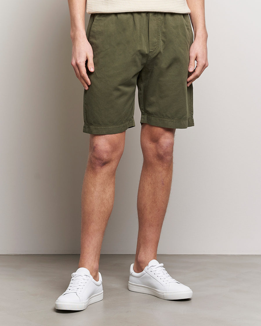 Herr | Kläder | Sunspel | Cotton/Linen Drawstring Shorts Khaki