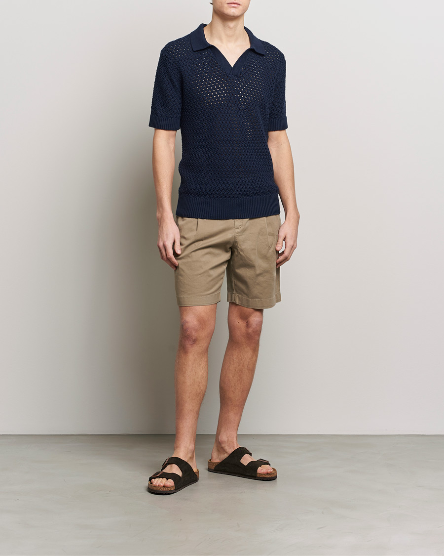 Herre | Shorts | Sunspel | Pleated Stretch Cotton Twill Shorts Dark Stone