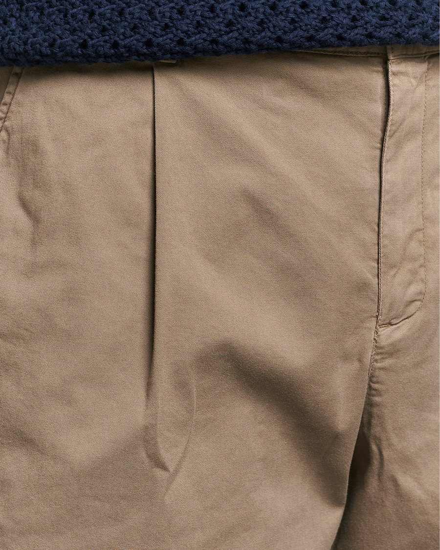 Herre | Shorts | Sunspel | Pleated Stretch Cotton Twill Shorts Dark Stone