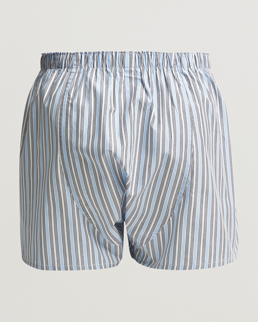 Herre | Undertøj | Sunspel | Woven Cotton Boxers Blue Mix Stripe