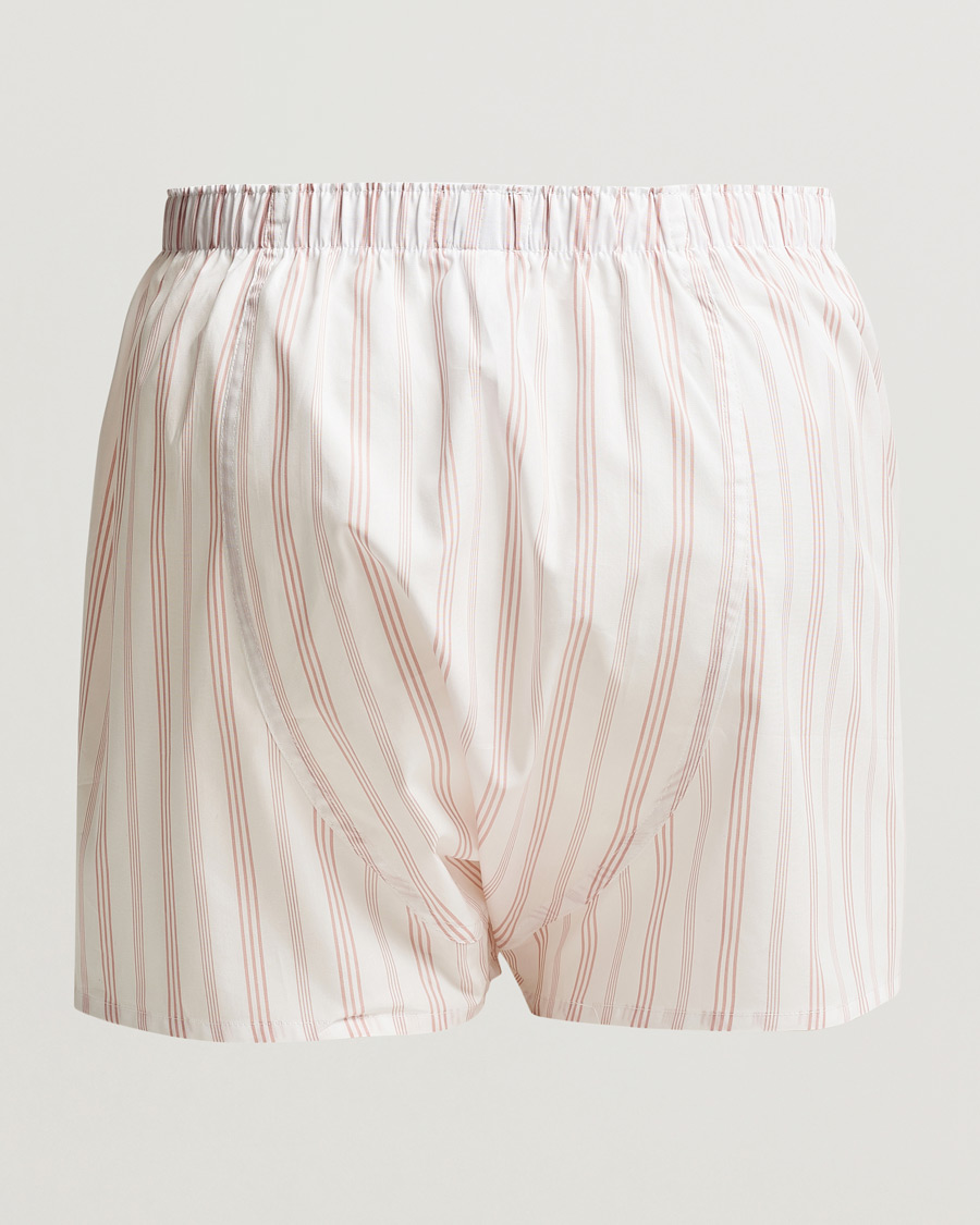 Herre | Undertøj | Sunspel | Woven Cotton Boxers Pale Pink Stripe