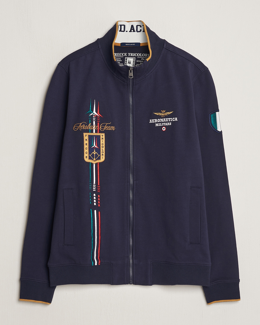 Herre | Trøjer | Aeronautica Militare | Full Zip Tricolori Sweater Navy