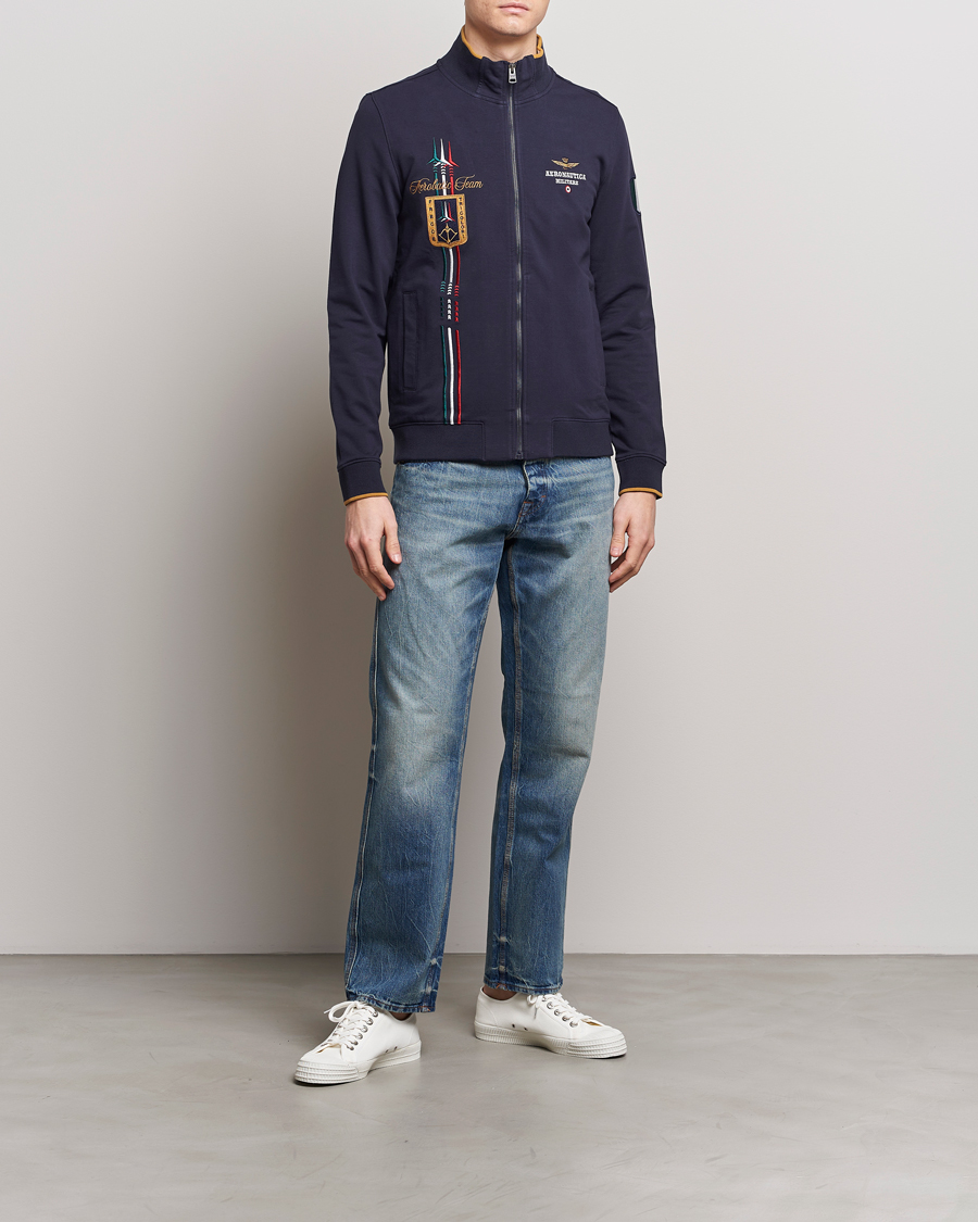 Herre | Trøjer | Aeronautica Militare | Full Zip Tricolori Sweater Navy