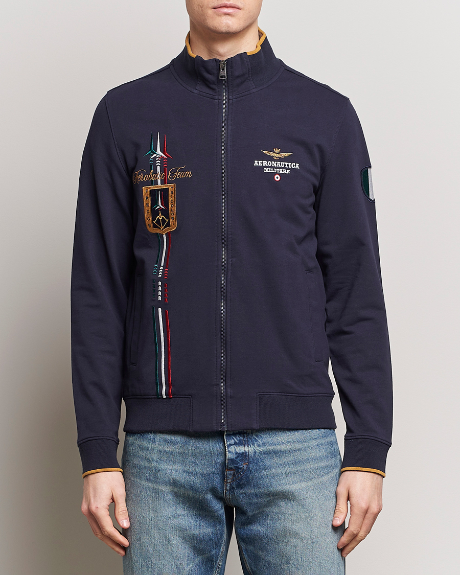 Herre | Udsalg | Aeronautica Militare | Full Zip Tricolori Sweater Navy