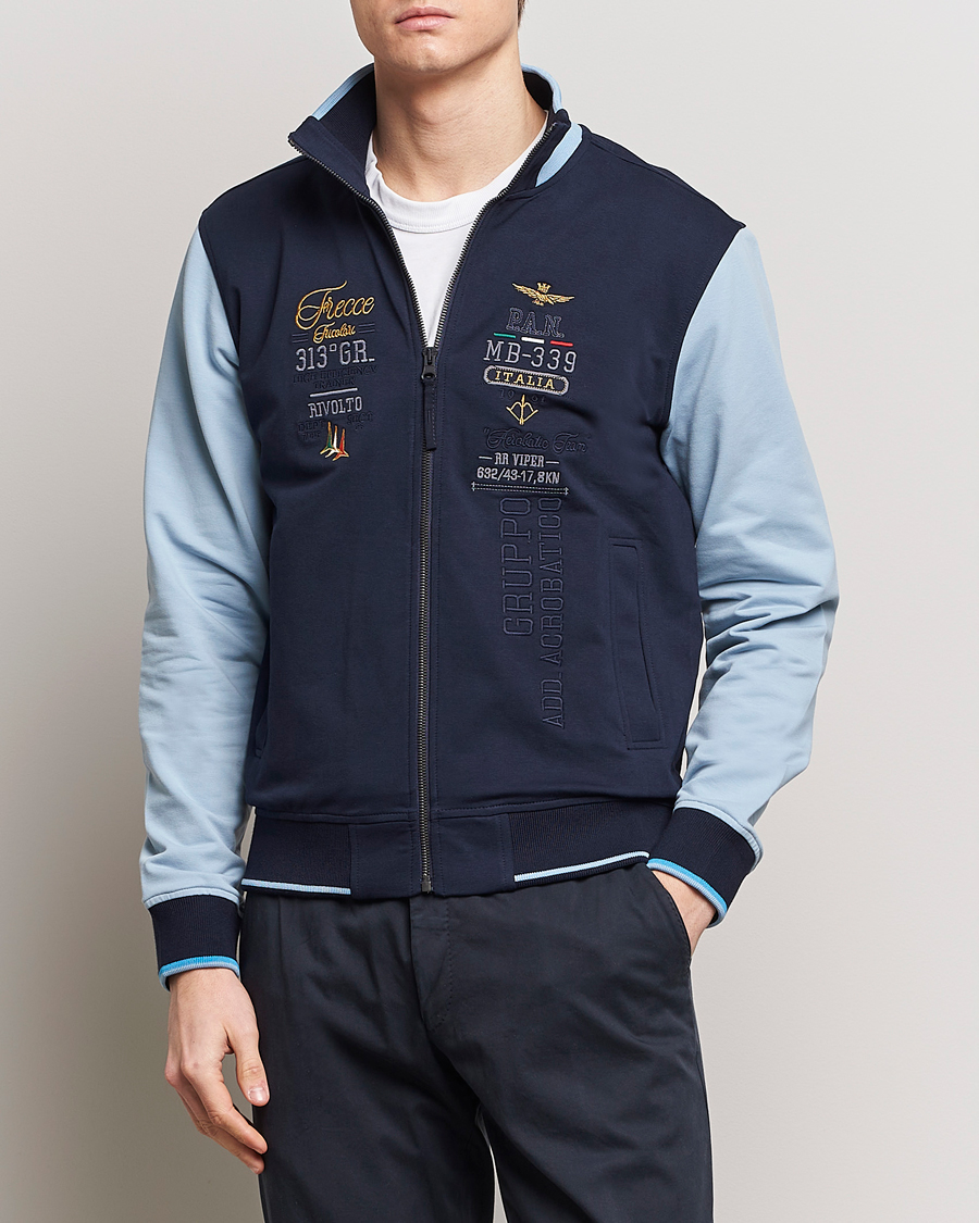 Herre | Udsalg tøj | Aeronautica Militare | Full Zip Sweater Navy/Glacier Blue