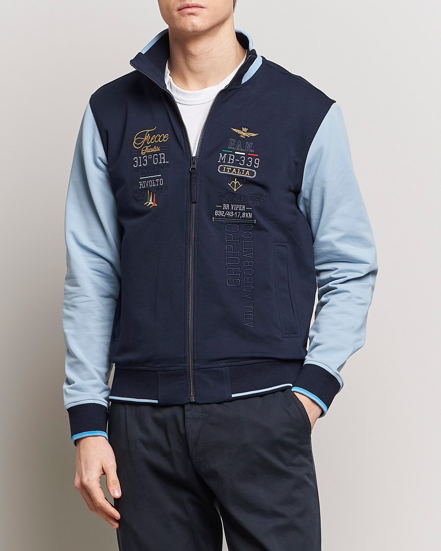 Herre | Loyalitetstilbud | Aeronautica Militare | Full Zip Sweater Navy/Glacier Blue