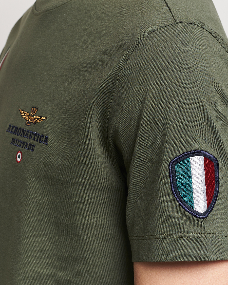Herre | T-Shirts | Aeronautica Militare | Tricolori Crew Neck T-Shirt Verde Green