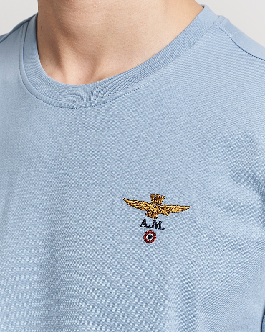 Herre | T-Shirts | Aeronautica Militare | TS1580 Crew Neck T-Shirt Glacier Blue
