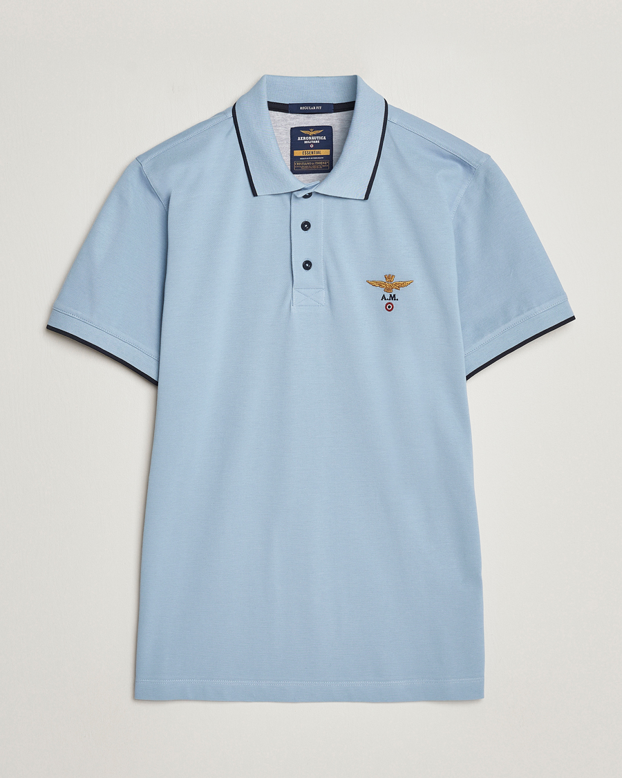 Herre | Polotrøjer | Aeronautica Militare | Garment Dyed Cotton Polo Glacier Blue