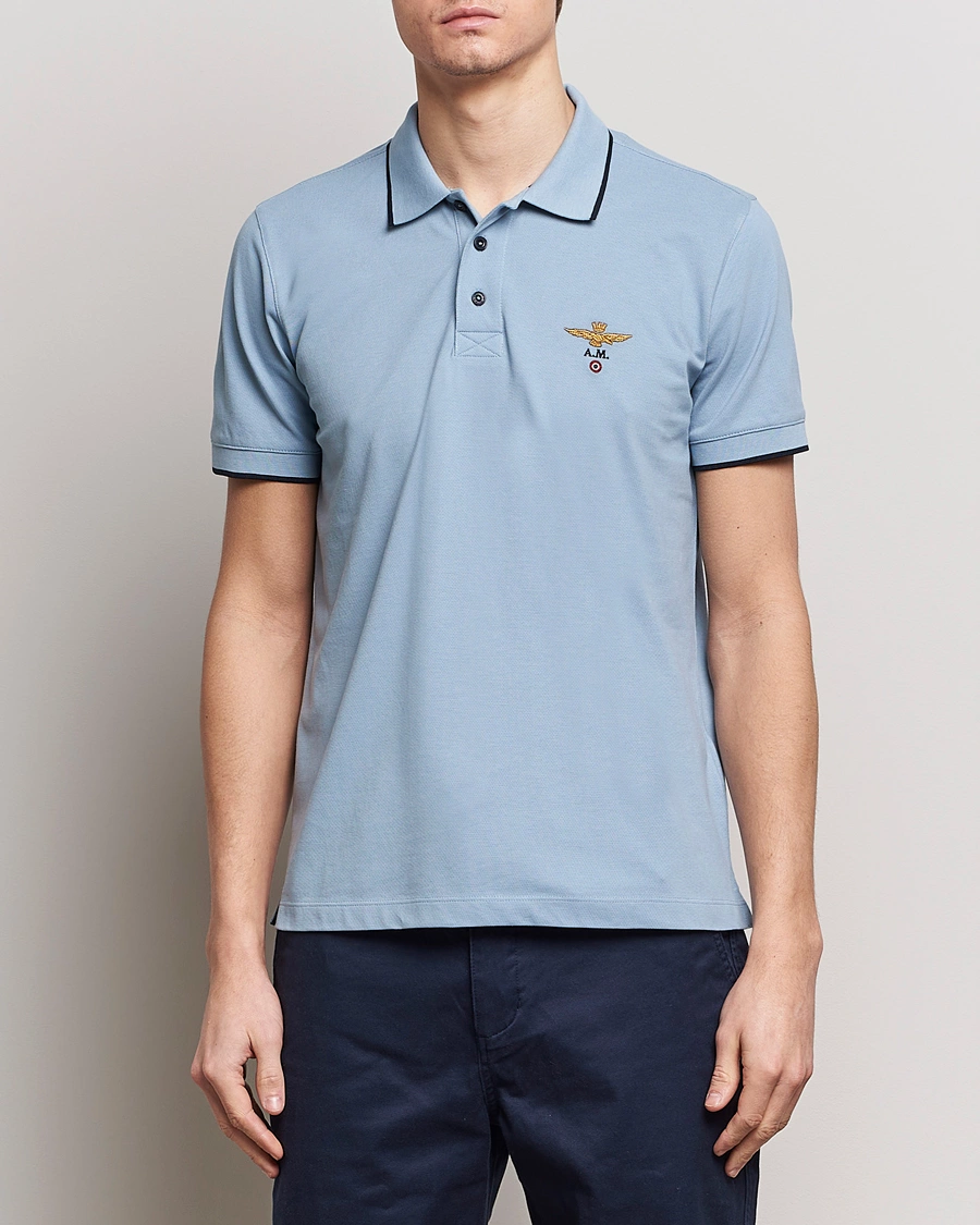 Herre | Tøj | Aeronautica Militare | Garment Dyed Cotton Polo Glacier Blue