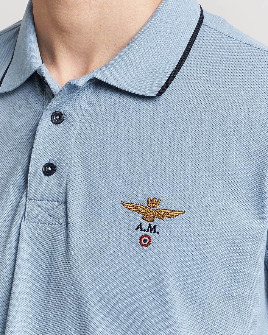 Herre | Polotrøjer | Aeronautica Militare | Garment Dyed Cotton Polo Glacier Blue