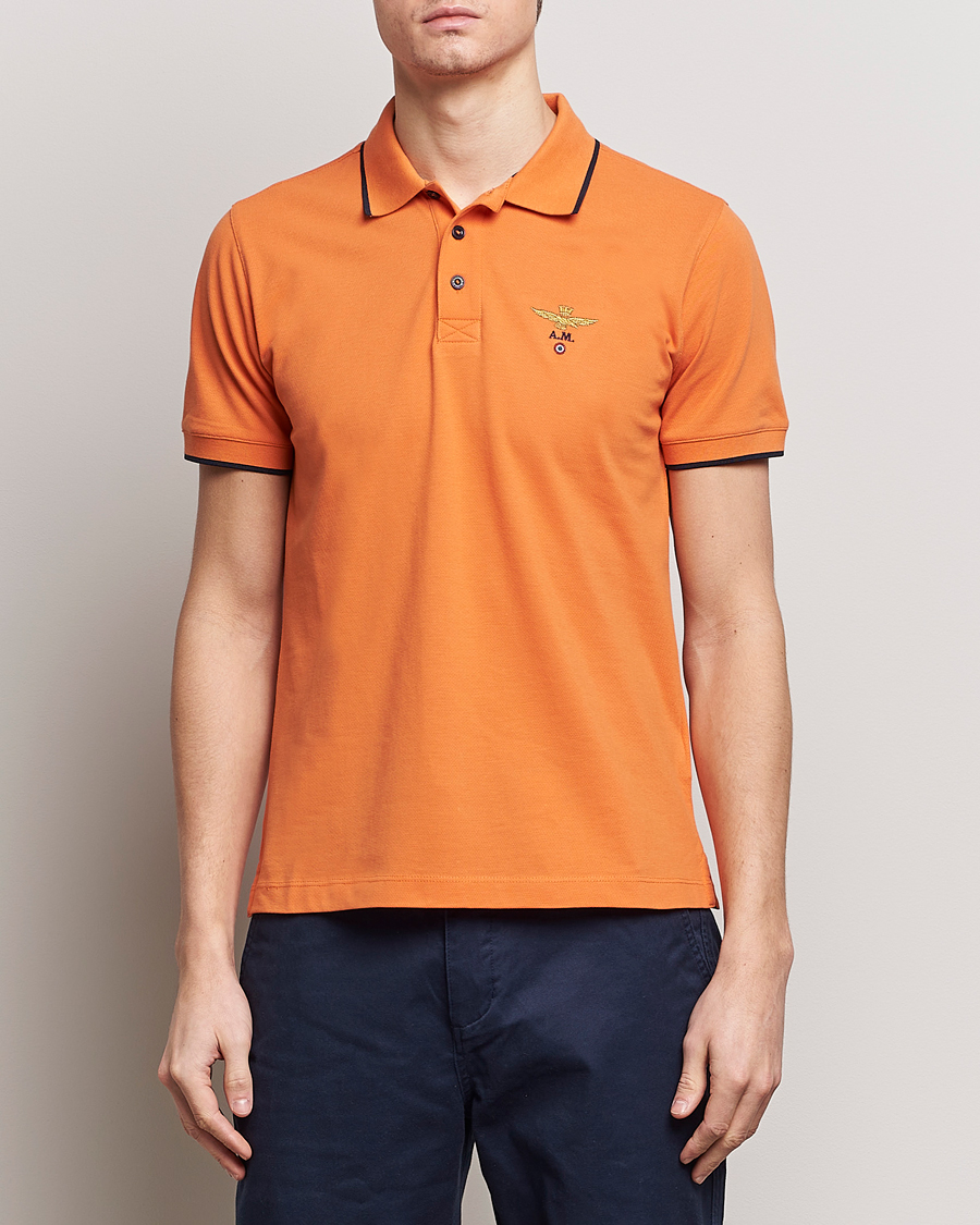 Herre | Aeronautica Militare | Aeronautica Militare | Garment Dyed Cotton Polo Carrot Orange