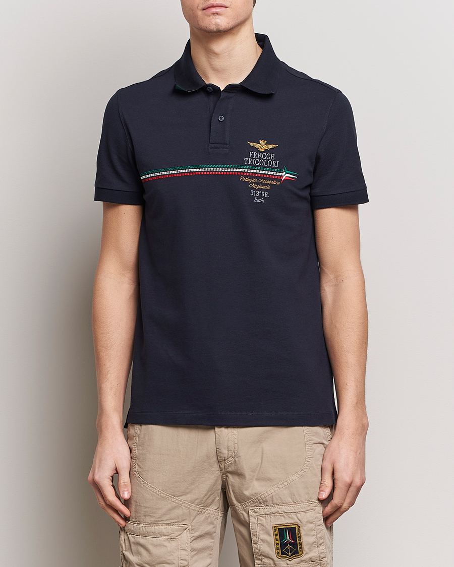 Herre | Kortærmede polotrøjer | Aeronautica Militare | Contrast Collar Polo Navy