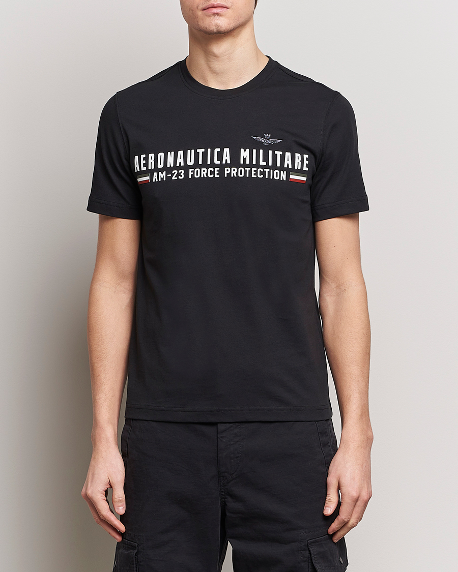 Herre | Udsalg tøj | Aeronautica Militare | Logo Crew Neck T-Shirt Jet Black