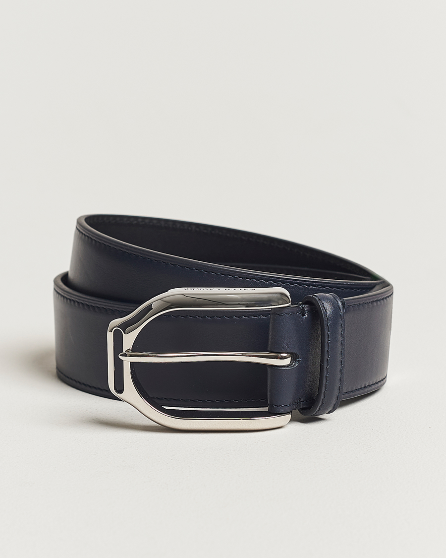 Herre |  | Ralph Lauren Purple Label | Darwin Leather Belt Navy Calf