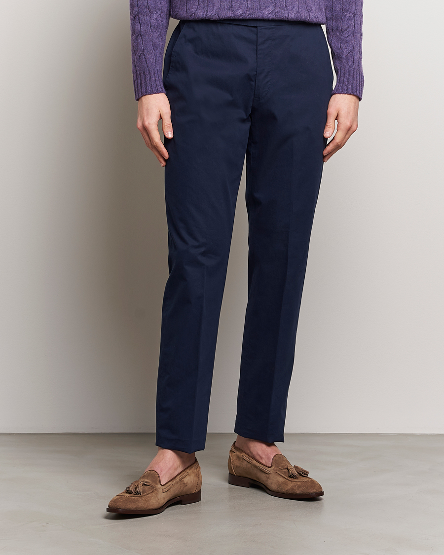 Men | Ralph Lauren Purple Label | Ralph Lauren Purple Label | Cotton Poplin Trousers Spring Navy