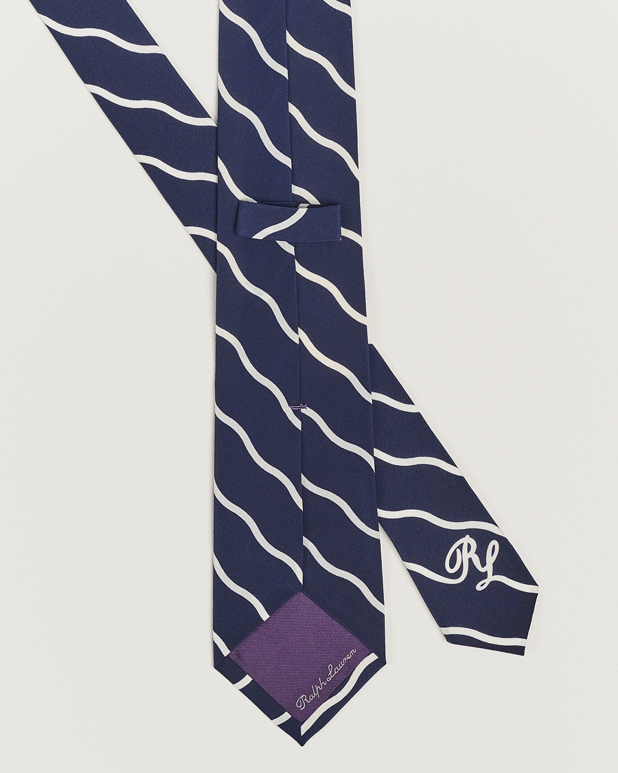 Herre | Slips | Ralph Lauren Purple Label | Striped Silk Tie Navy/White