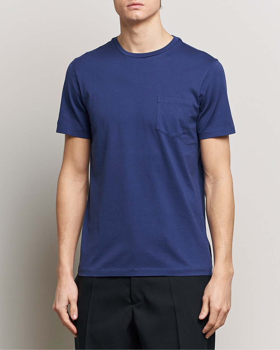 Herre | Kortærmede t-shirts | Ralph Lauren Purple Label | Garment Dyed Cotton T-Shirt Spring Navy